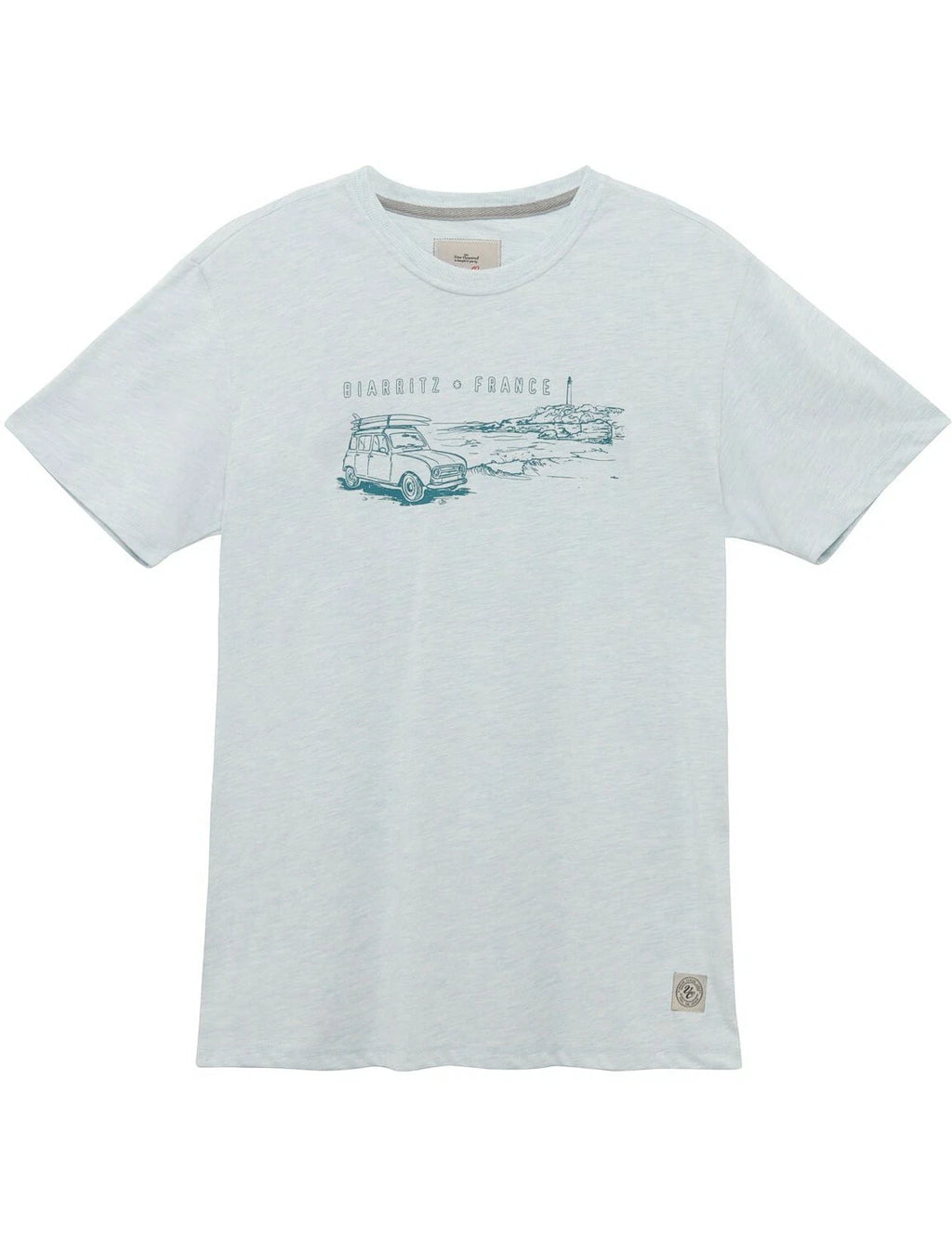 Men's T-Shirt cult car R4 "BIARRITZ" France France light blue blue