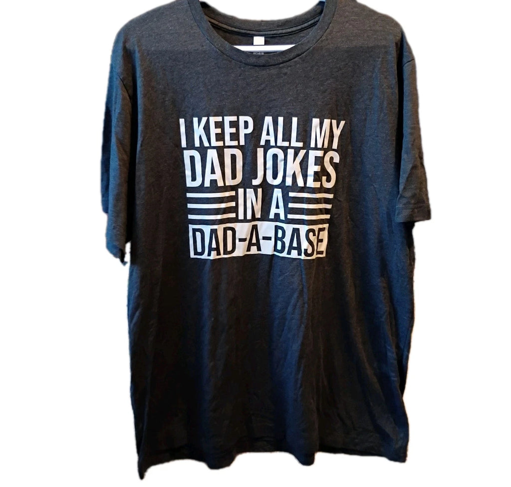 T-shirt L Gray Unisex Dad Jokes Dad-A-Base Father's Day 2XL