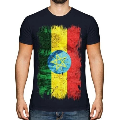 Ethiopia Grunge Flag Mens T-Shirt Ityop 'Ia Football Ethiopian Jersey Gift