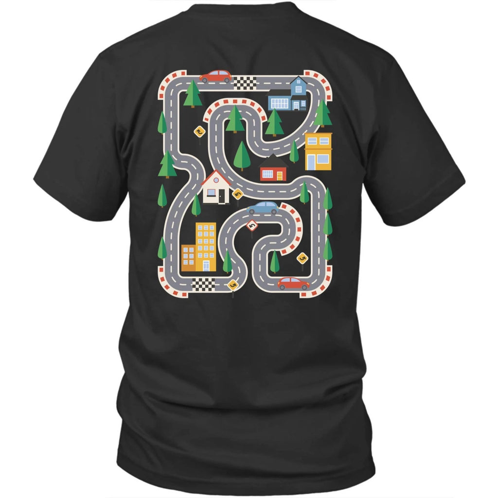 Printed On Back Father Playmat Race Car Track Dad Unisex Shirt Gift