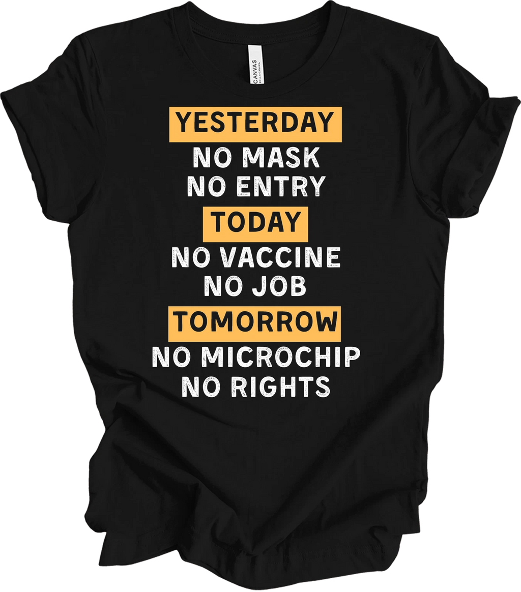 Yesterday Today Tomorrow Vaccinated Shirt - Minimalist Mindfulness Sarcastic Tee