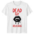 Dead But Delicious Vampire Halloween Mens Womens Graphic Unisex Tee