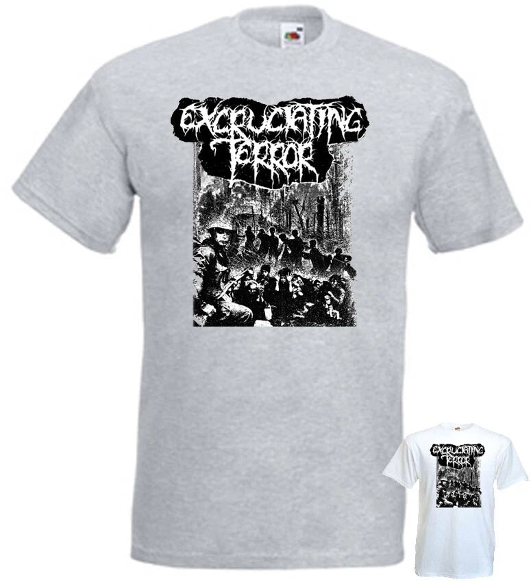 Excruciating Terror v3 t-shirt hardcore punk heather grey white all sizes S-5XL