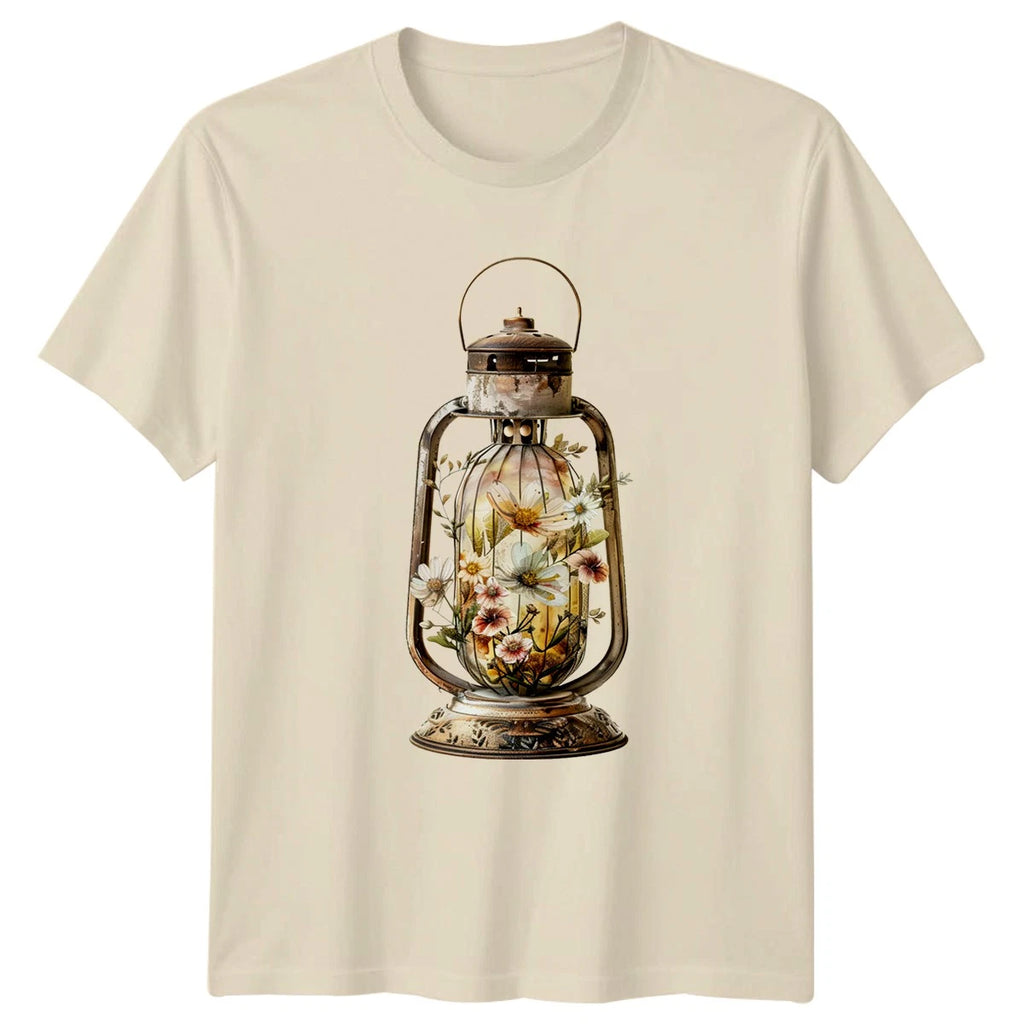 Vintage Lantern Womens T-Shirt Boho Spring Floral Gift For Her