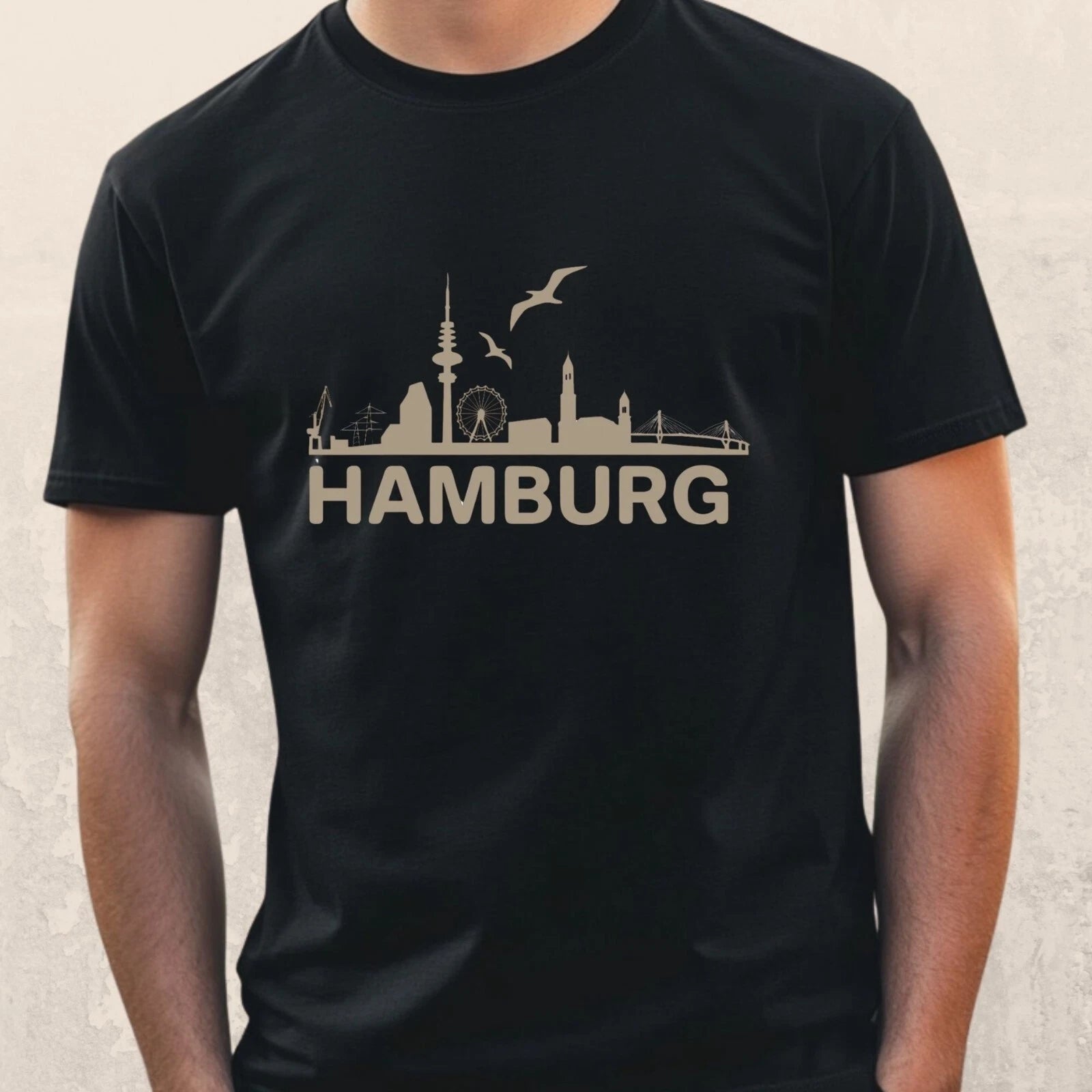 Mens Hamburg Skyline Motif Cotton T-Shirt Size S to 5XL