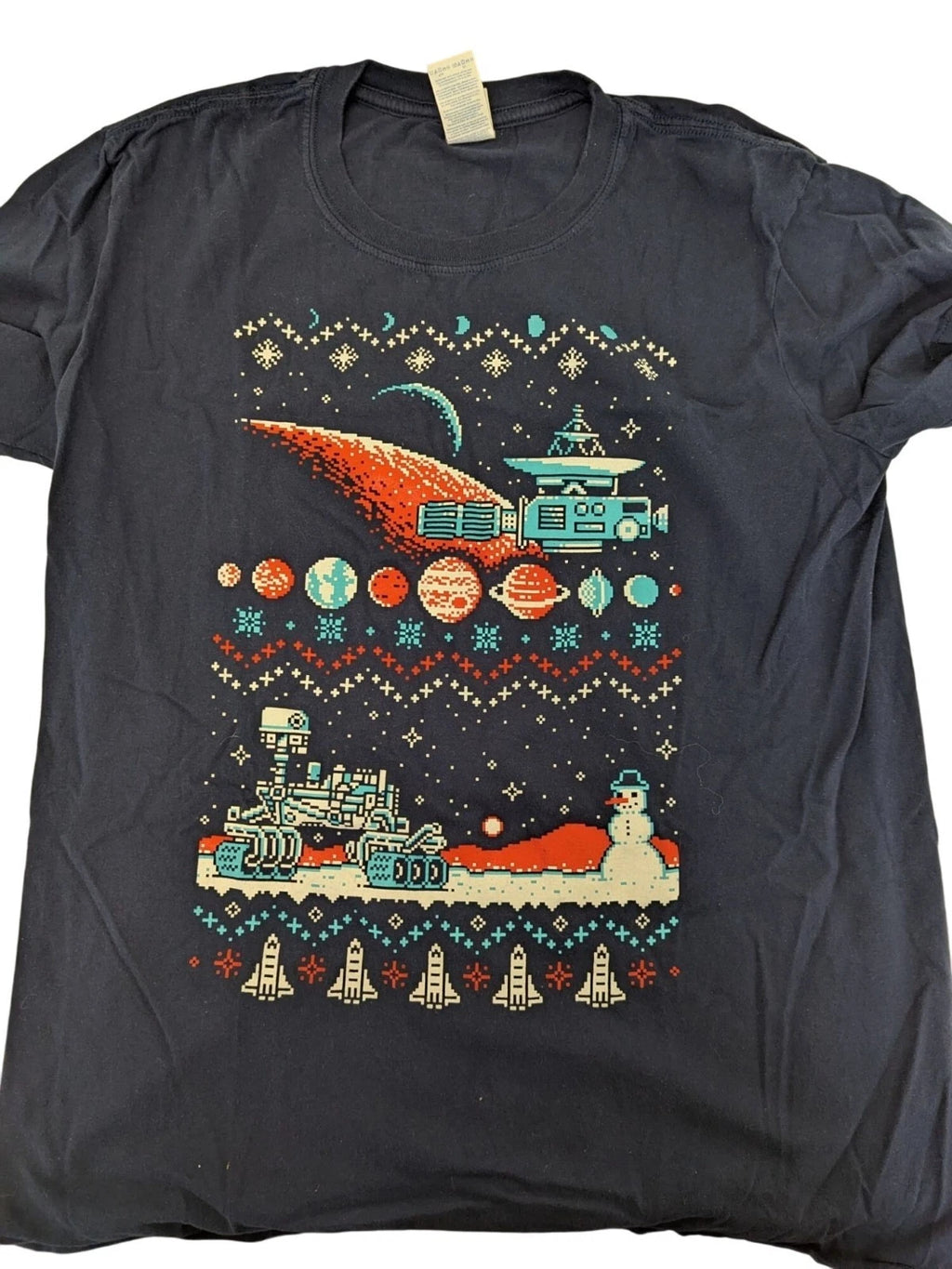 Loot Crate Retro 8-Bit Pixel Art Holiday T-Shirt Men’s Size L Space Gamer Tee