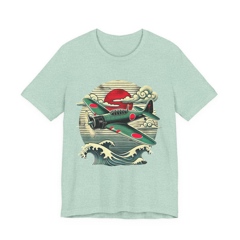 WW2 Japanese Zero Fighter Plane T-Shirt History Buff Vintage Military Art Design
