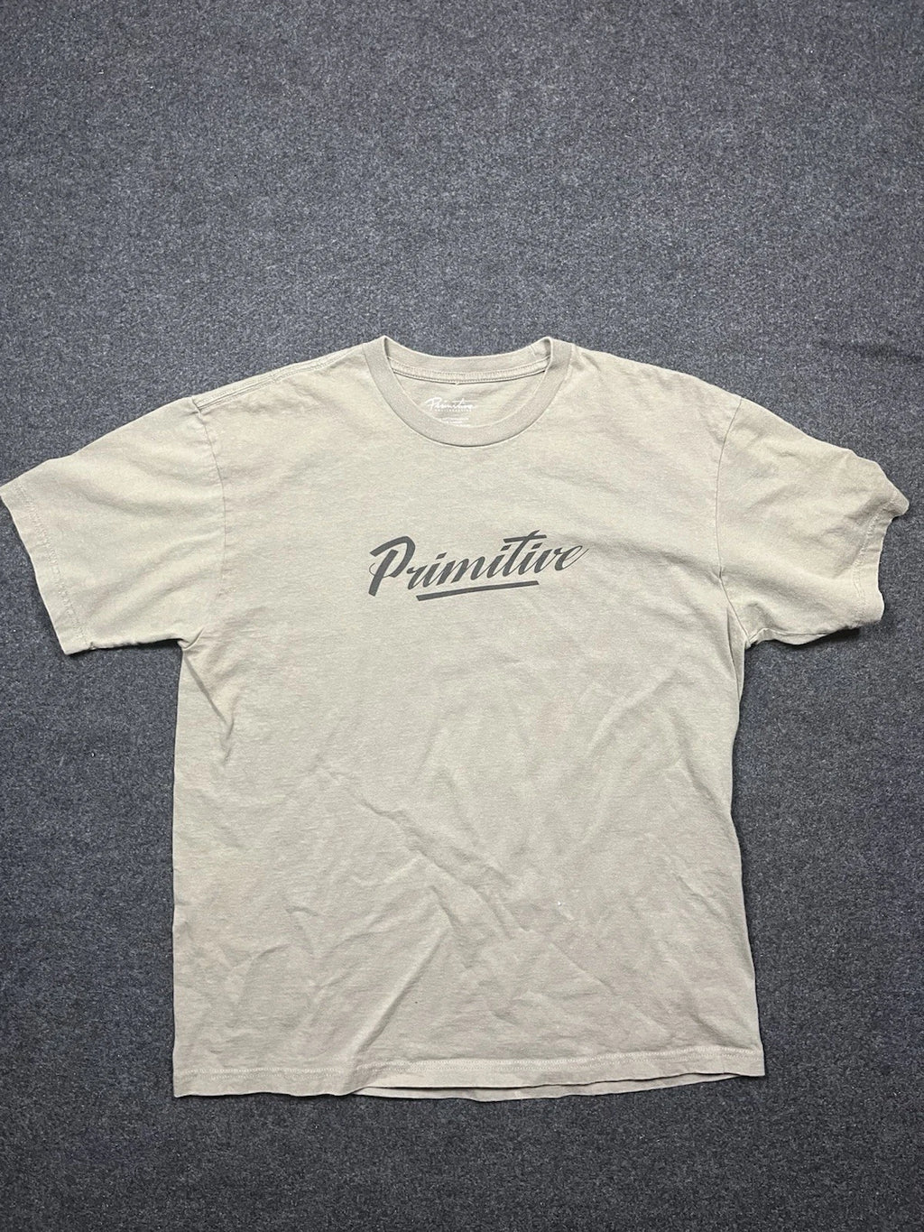 Primitive T Shirt Men's Y2K Skater Size Large Beige Short Sleeve Tee