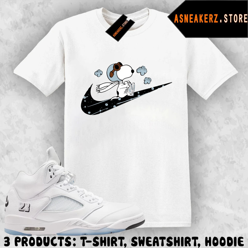 Shirt To Match AJ 5 White Metallic 2026 Sneaker Matching Tee Fly S Dog T-Shirt