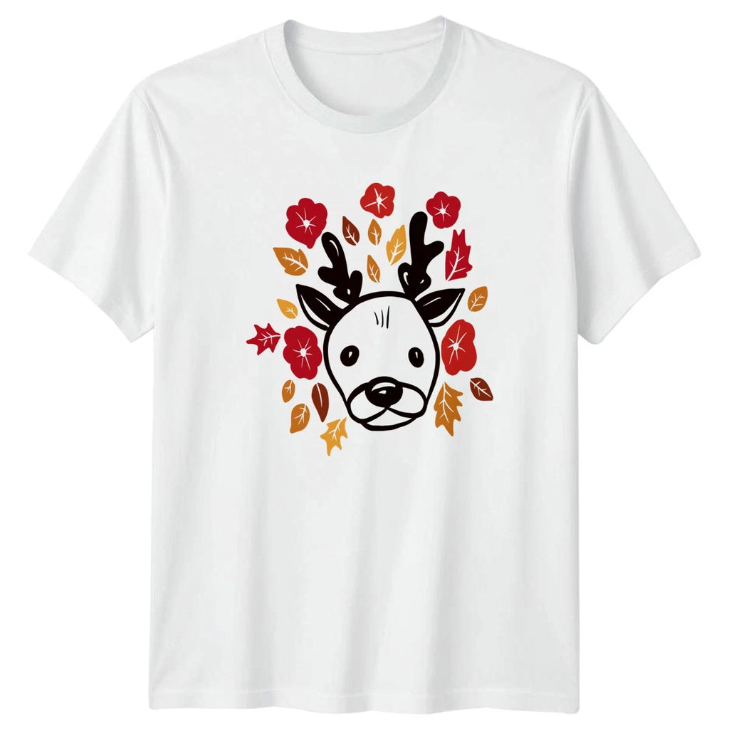 Adorable Deer Head Surrounded By T-Shirt Reindeer Fall Seasonal Thanksgiving