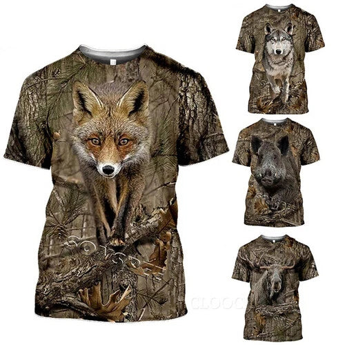 Camo Hunting Animal Fox 3D Print Mens Casual Short Sleeve Unisex T shirt Tee Top