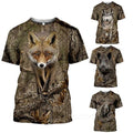 Camo Hunting Animal Fox 3D Print Mens Casual Short Sleeve Unisex T shirt Tee Top