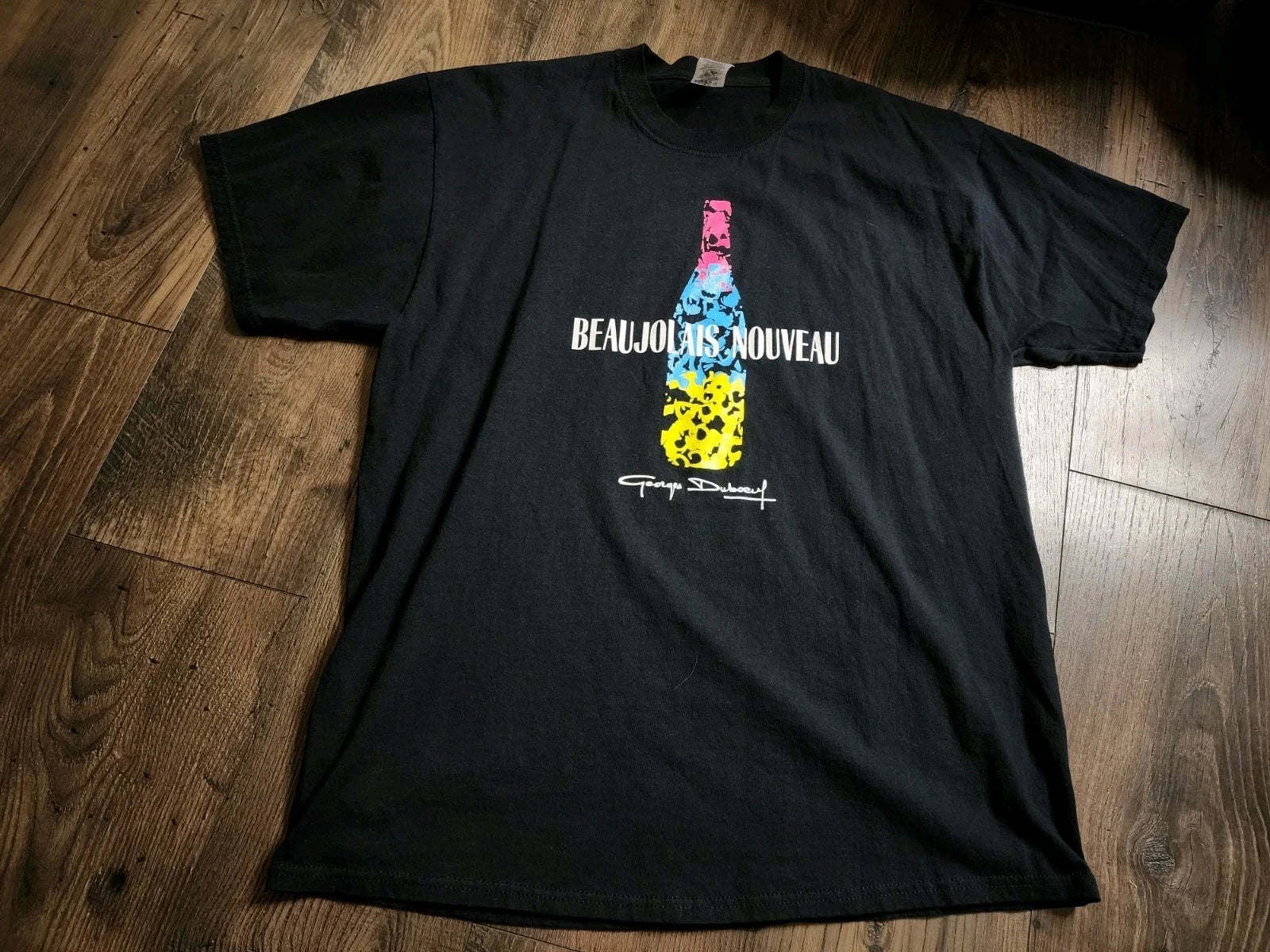 Retro Mens XL Beaujolais Nouveau French Wine T Shirt Double Sided 2006