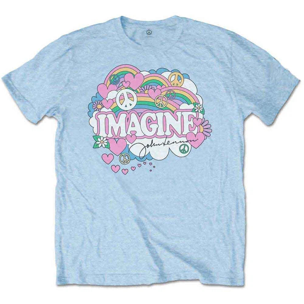 John Lennon Rainbows, Love & Peace T-Shirt Blue New