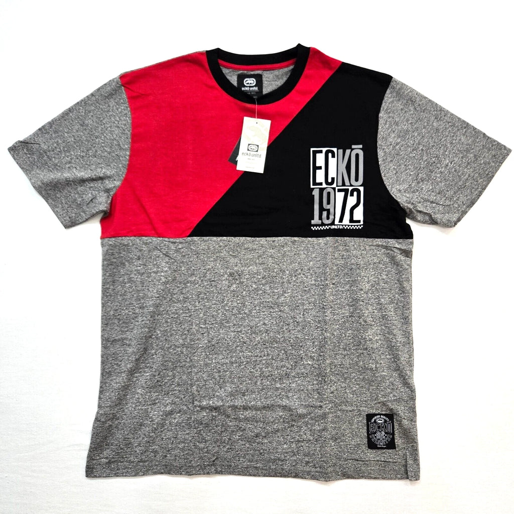 Ecko Unltd Men's T-Shirt Gray Marled Red Black Design Graphic T-Shirt EO12K955