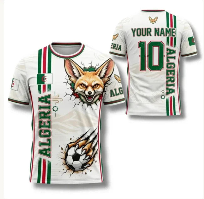 Algeria Fan Shirt Custom Name Number Soccer T Shirt Fox Supporter Gift