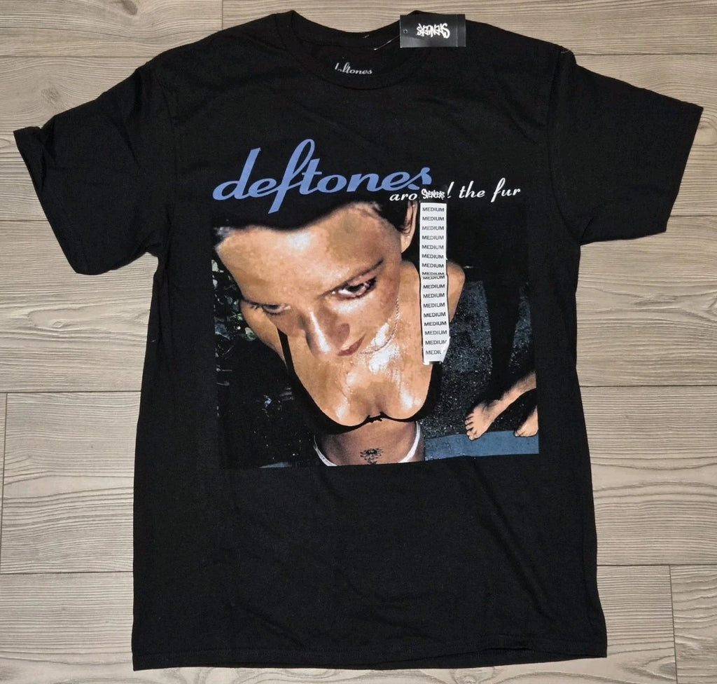 New Deftones Around The Fur T-shirt Black Band Mens Medium Y2K Reprint