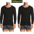 2x Holeproof Aircel Thermal Mens T-shirt Long Sleeve Black Tee Top MYPU1A Bulk