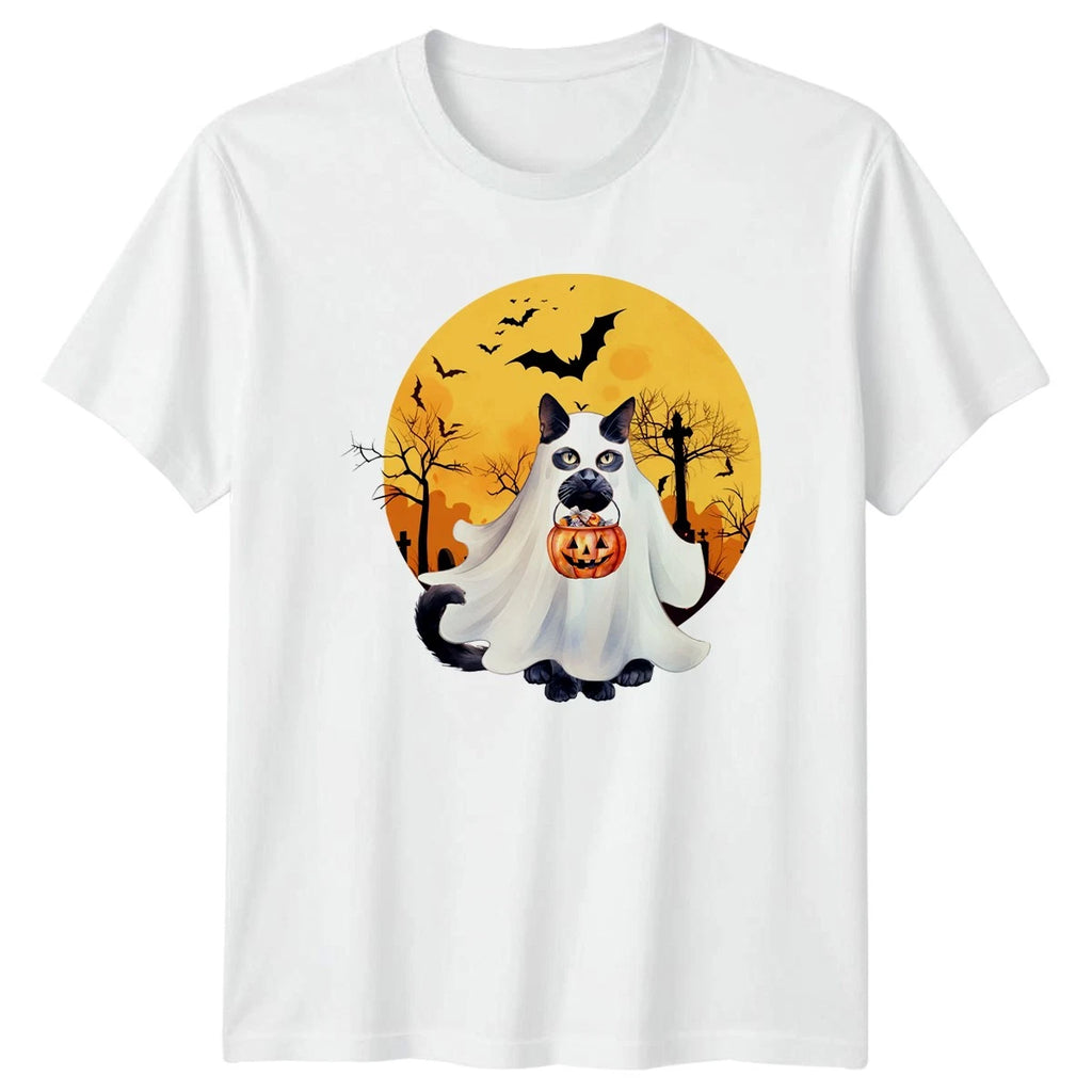 Cute Ghost Cat Halloween Trick T-Shirt Spooky Cats Halloween