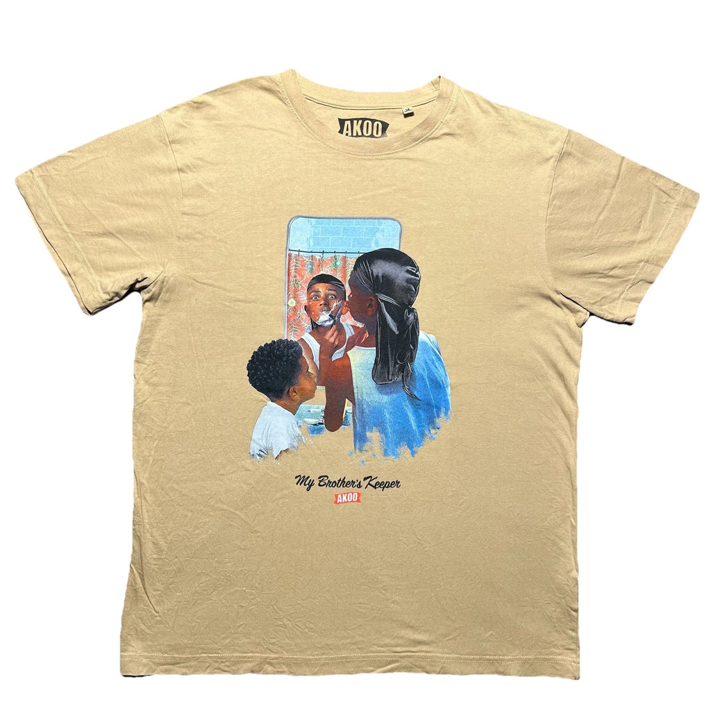 AKOO My Brothers Keeper T Shirt Mens L Tan Streetwear Graphic