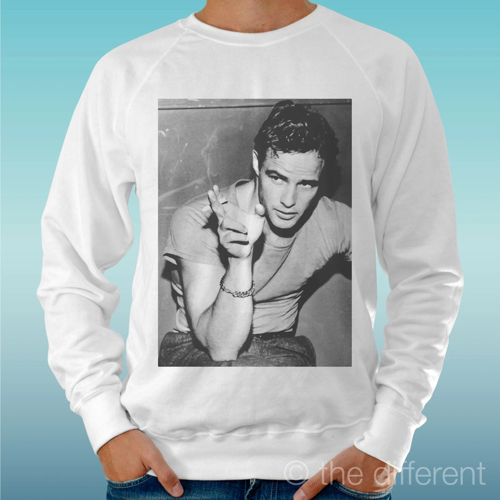 Felpa Man Light Sweater White " Marlon Brando Smoke " Road To Happiness