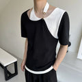 Mens New Splicing design Summer short sleeve Leisure Punk Black T-shirt 1pc