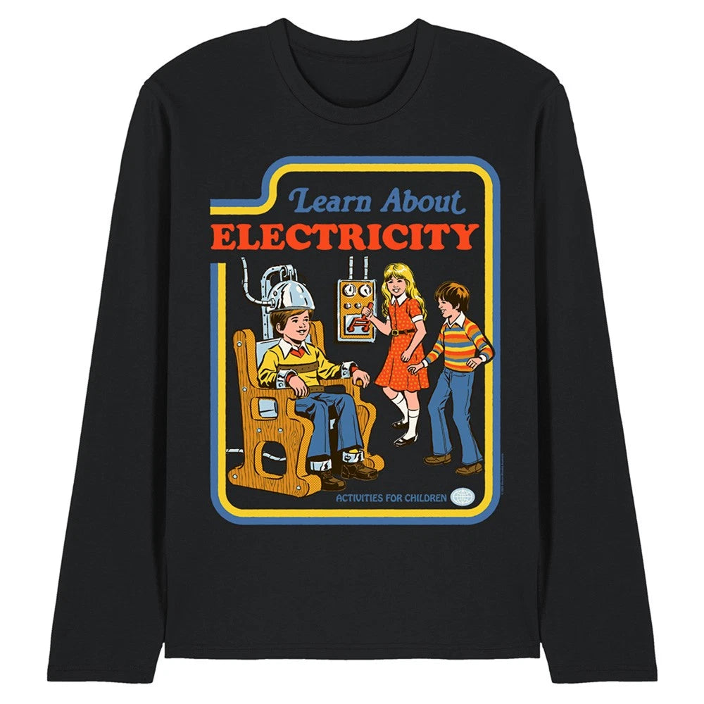 Steven Rhodes Learn About Electricity Unisex Long Sleeve T-Shirt S-2XL, Black