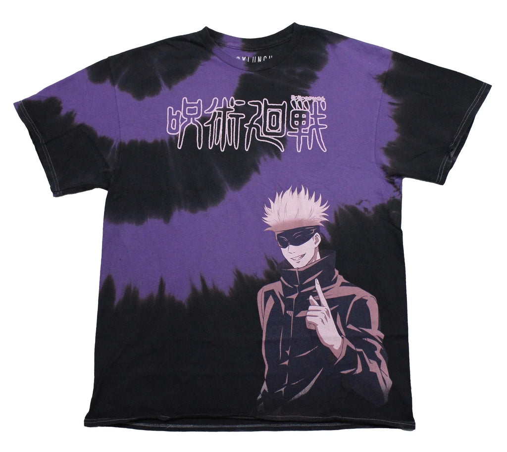 Jujustsu Kaisen  New Adult T-Shirt - Satoru Gojo Holding One Finger Under Kanji