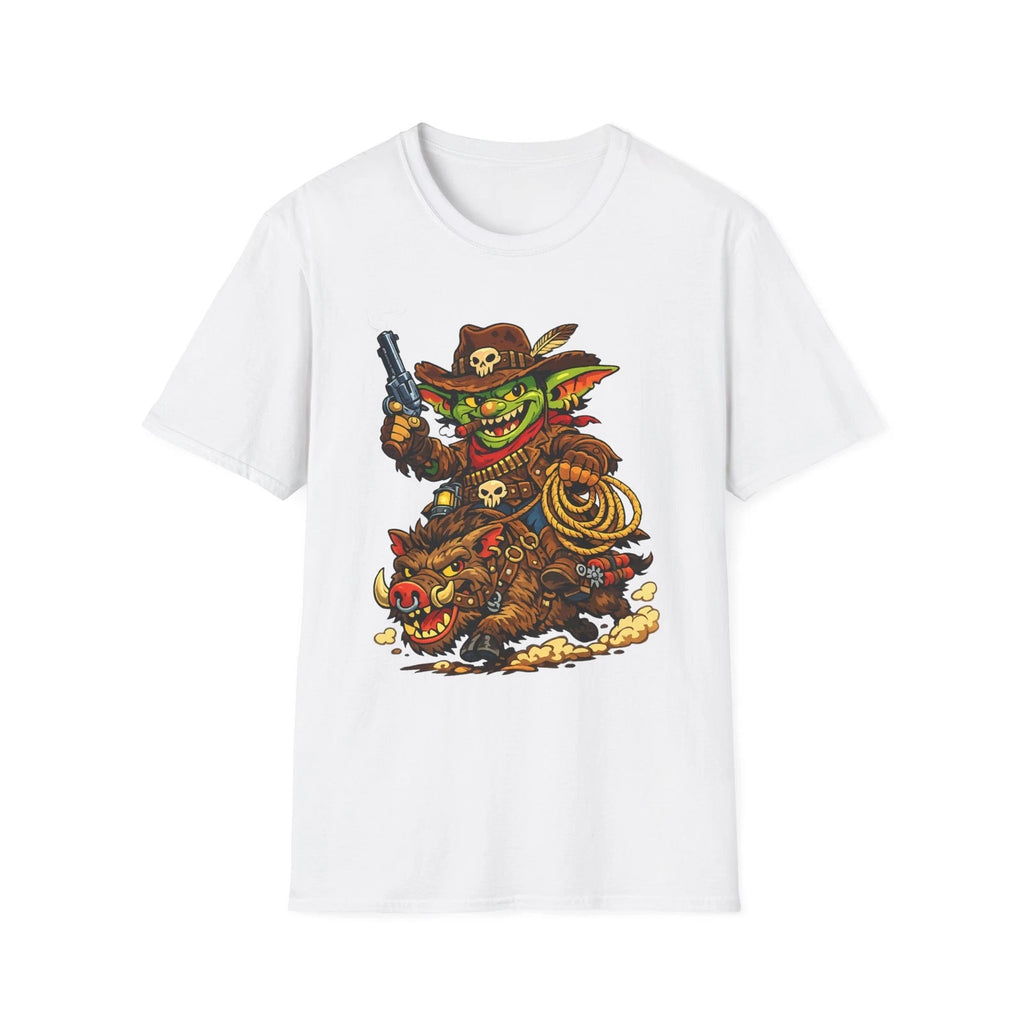Goblin Cowboy Riding Boar T-Shirt | Western Monster Art