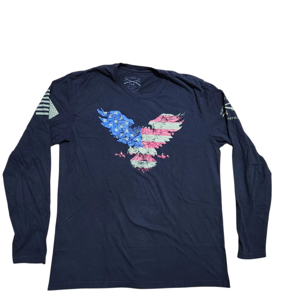 Grunt Style Men L Freagle Black Long Sleeve Graphic Shirt Patriotic