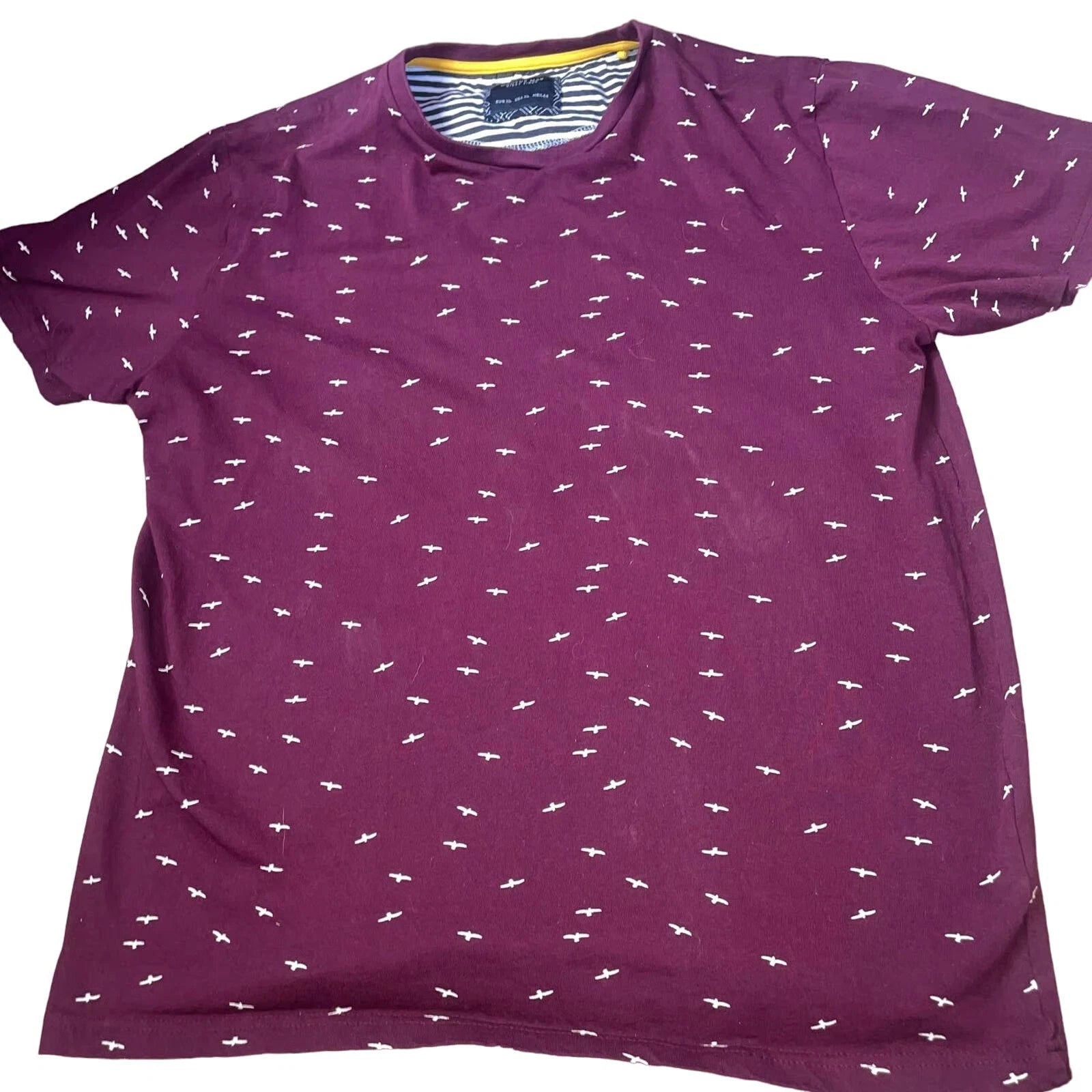 Cactus Man by Ricky Singh T-shirt burgundy wine small bird print SZ XL