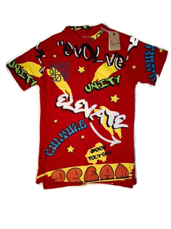 Evolution In Design Men All Over Print Graffiti T-Shirt 2X NWT
