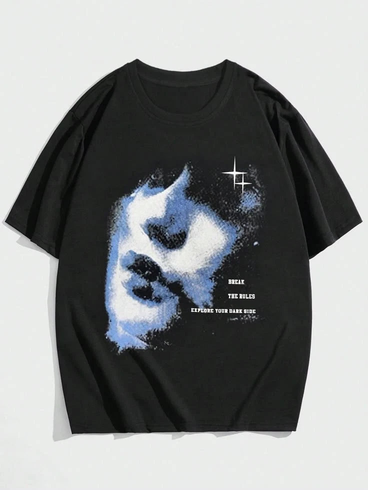Abstract Face Dark Aesthetic Explore Dark Side Graphic T shirt