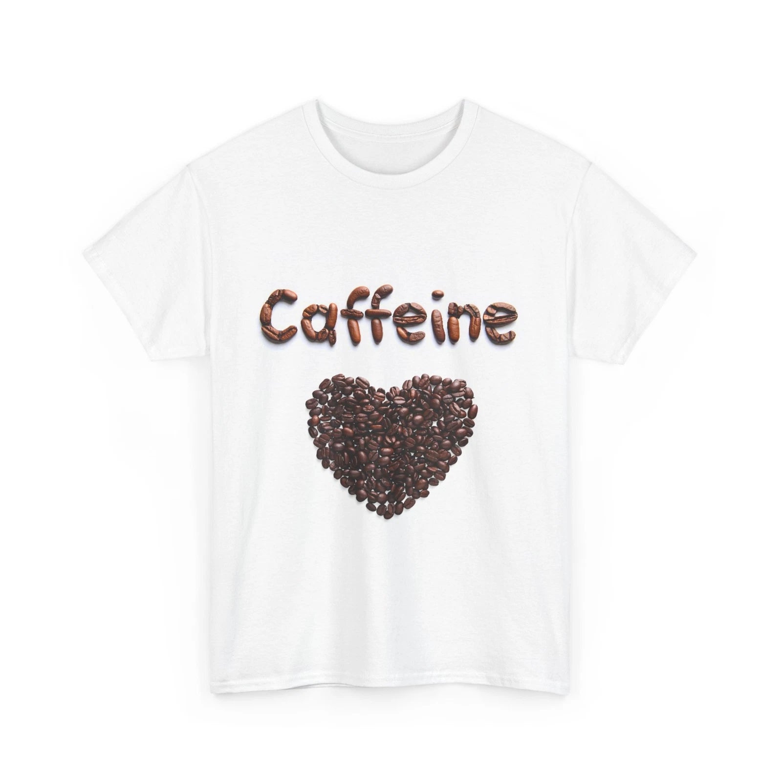 Caffeine Lover Cotton Tee, Printed With Coffee beans, Best Coffee Lover Tshirt
