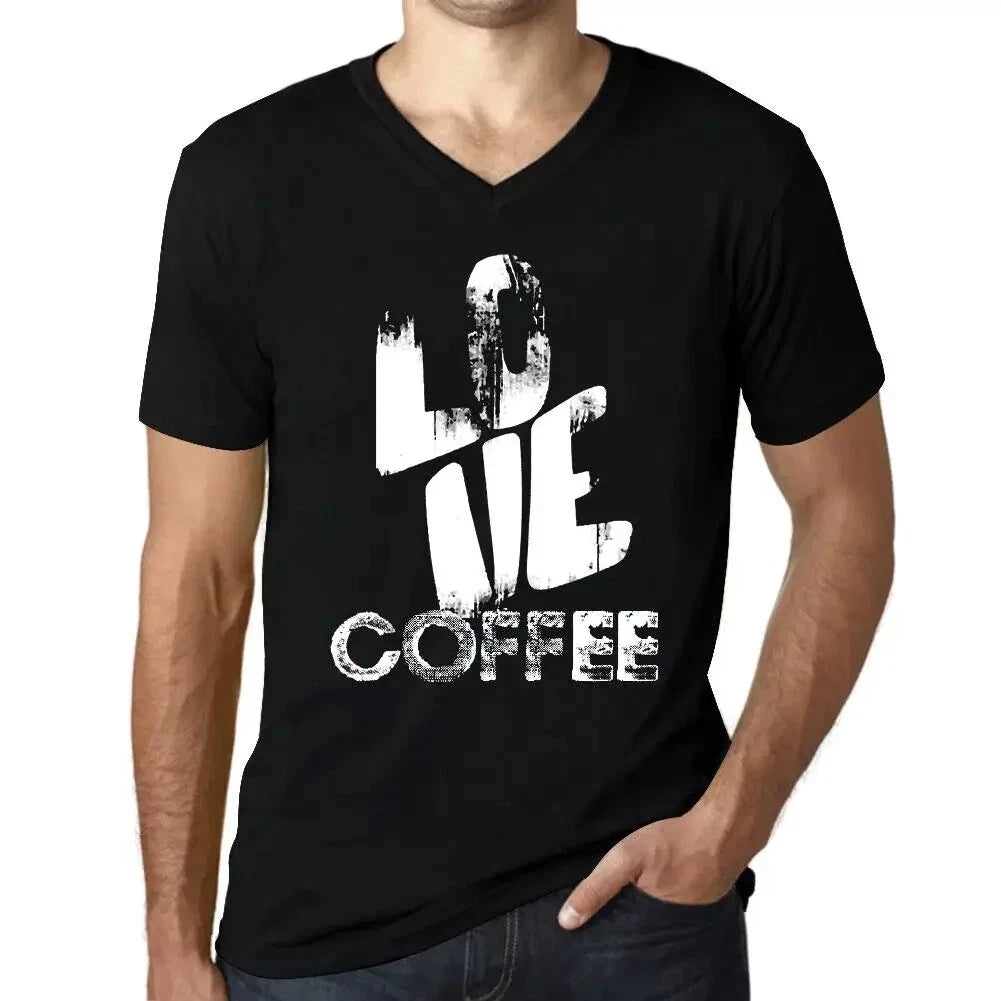 Men's Graphic T-Shirt V Neck Love Coffee Eco-Friendly Limited Edition