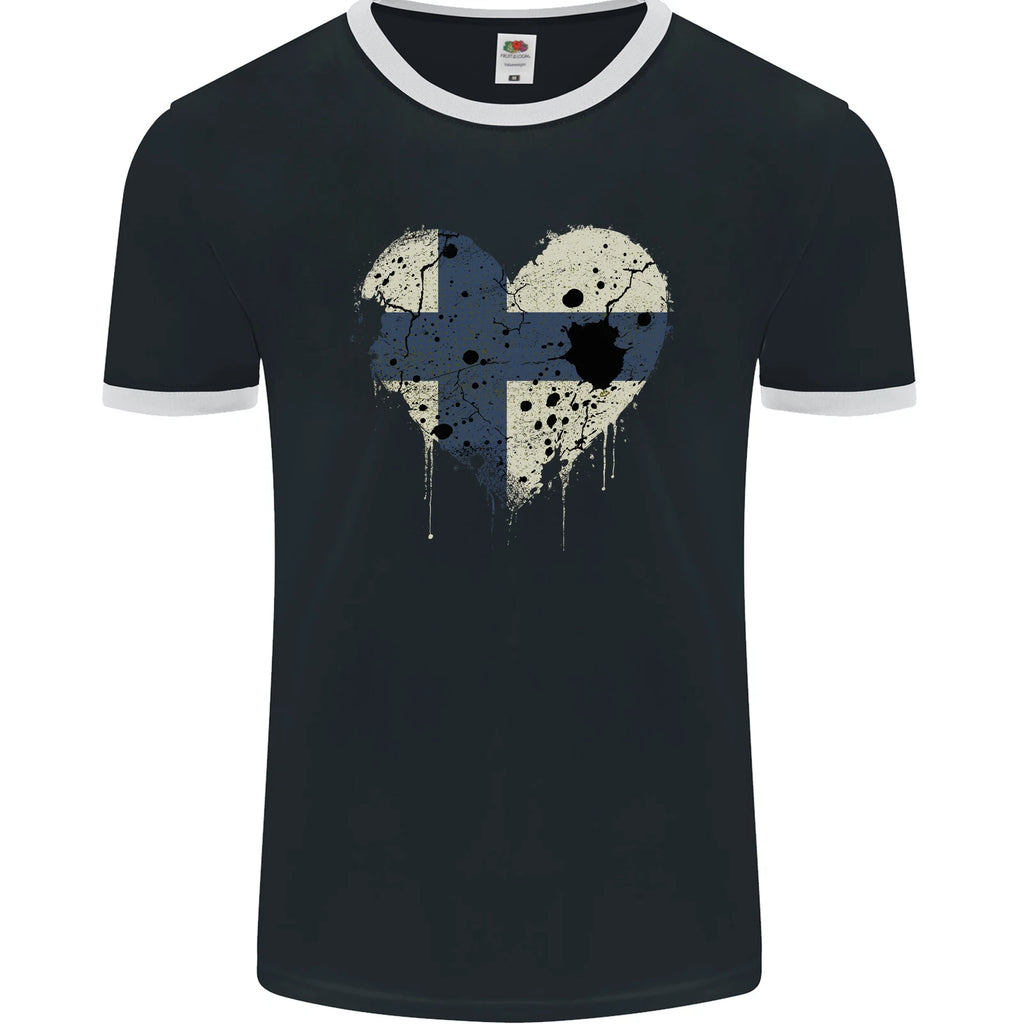 Love Finland Flag Finnish Day Football Mens Ringer T-Shirt FotL