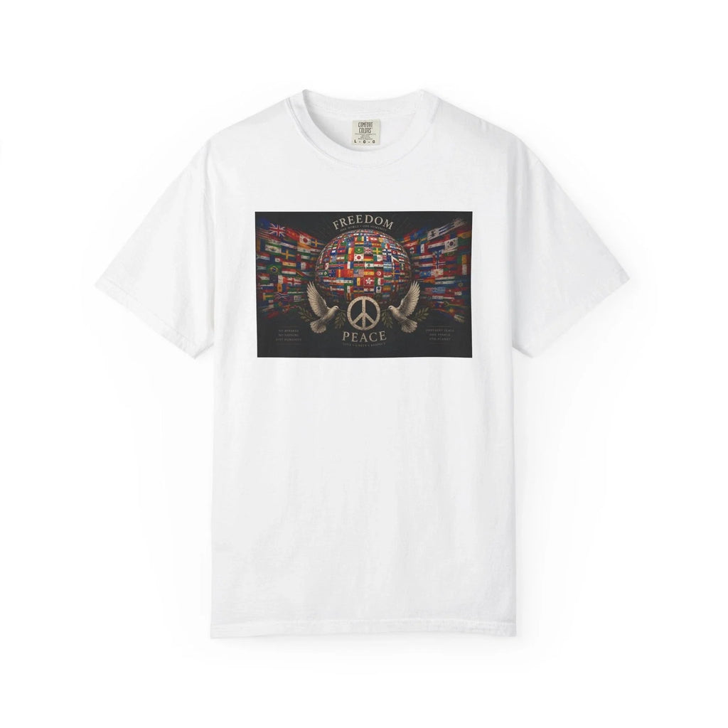 World Flags Peace Globe T-shirt | Freedom Peace Graphic
