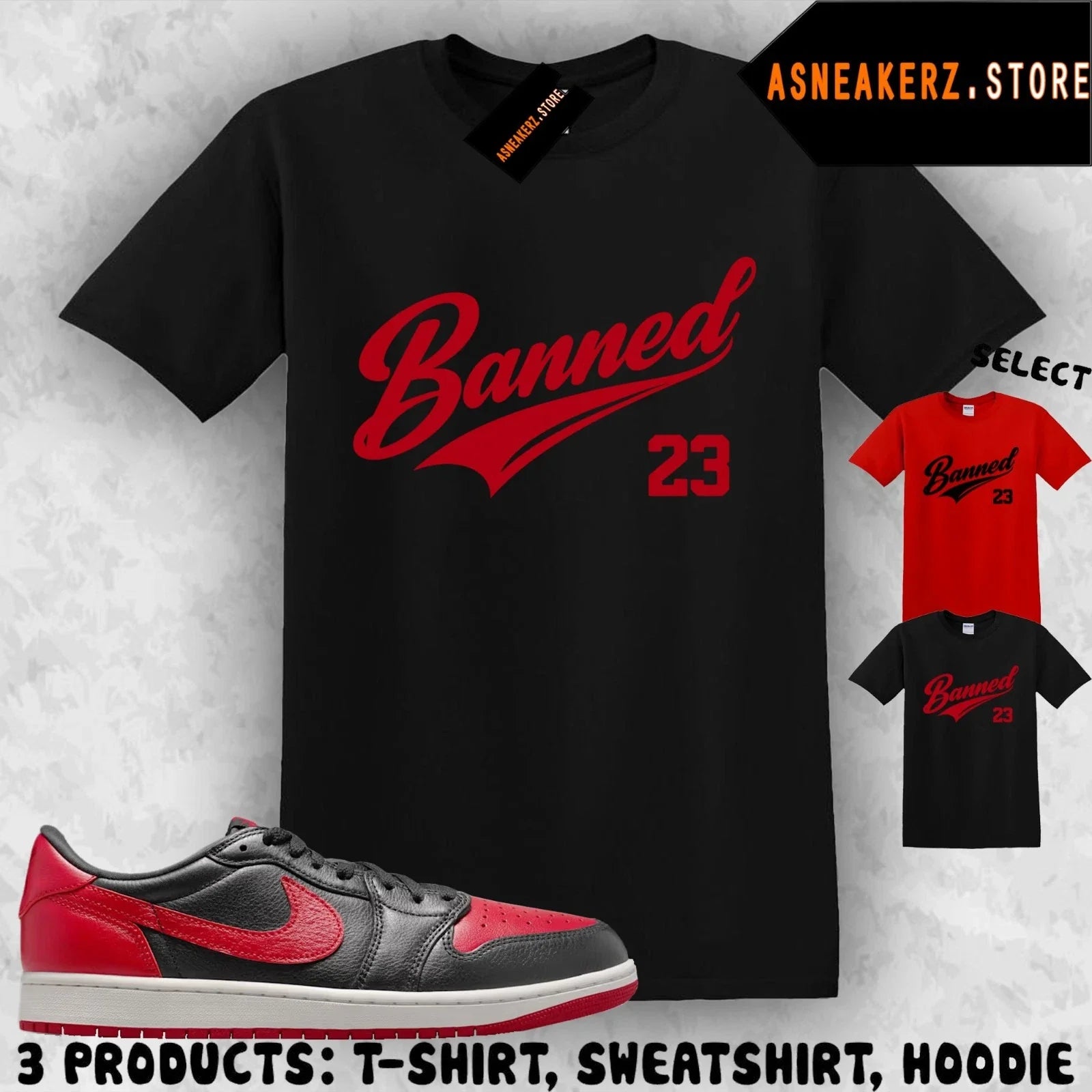 Tee Shirt Matching AJ 1 Low OG Banned 2026 To Match Sneaker Jersey 1s T-Shirt