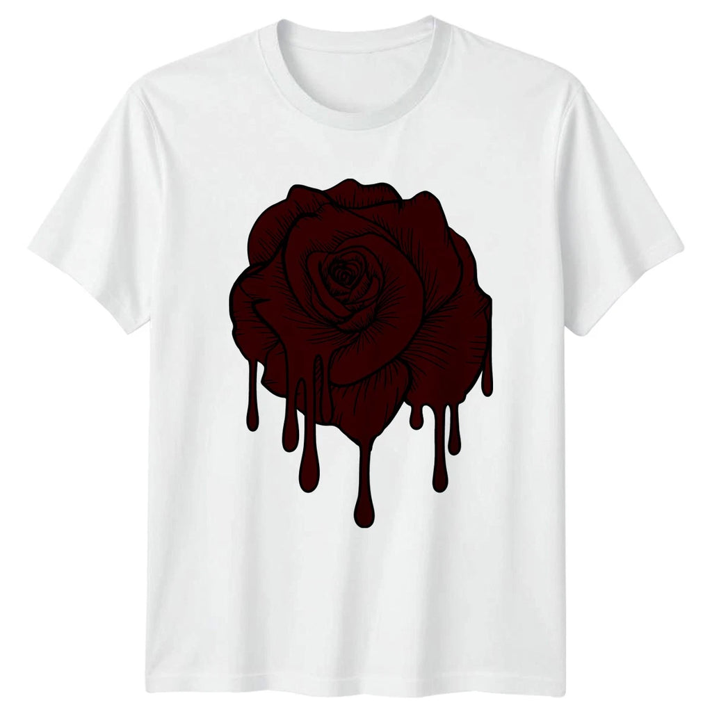 Melting Rose Womens T-Shirt Goth Aesthetic Dark Grunge Gift For Her