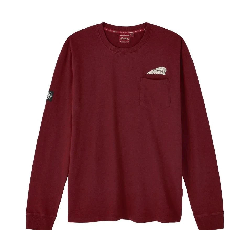 Indian Motorcycle Men's Script Icon Pocket Long Sleeve T-Shirt Port 2865615