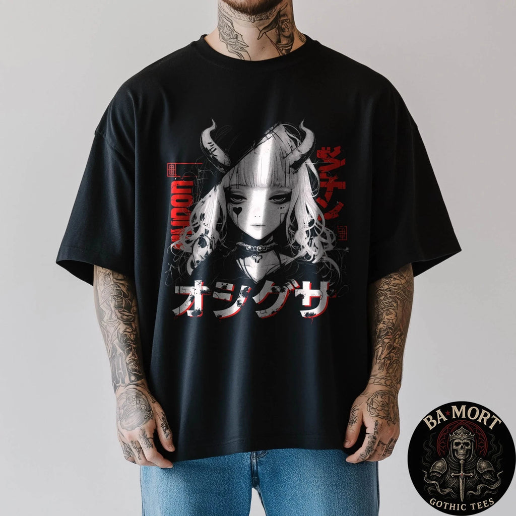 Anime Goth Grunge Demon Girl Waifu Horror Alt Aesthetic T-Shirt