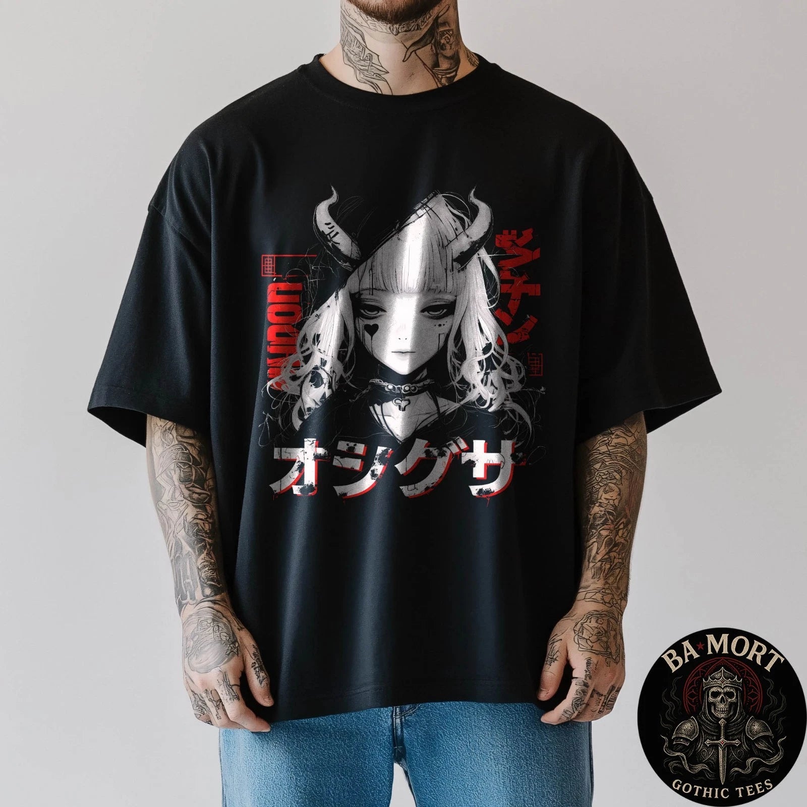 Anime Goth Grunge Demon Girl Waifu Horror Alt Aesthetic T-Shirt