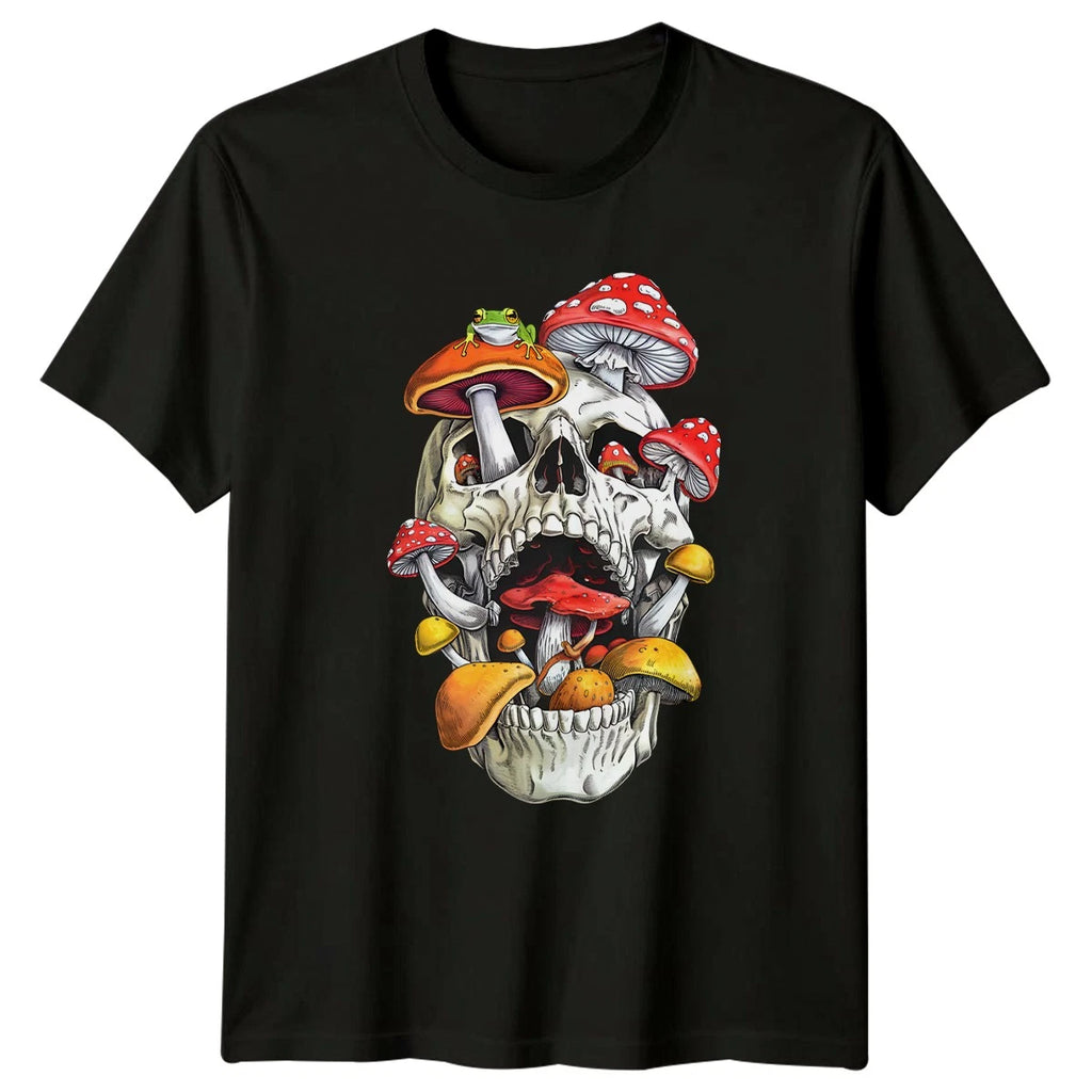 Mushroom Frog Skull Nature Art T-Shirt Birthday Gift For Him And Her