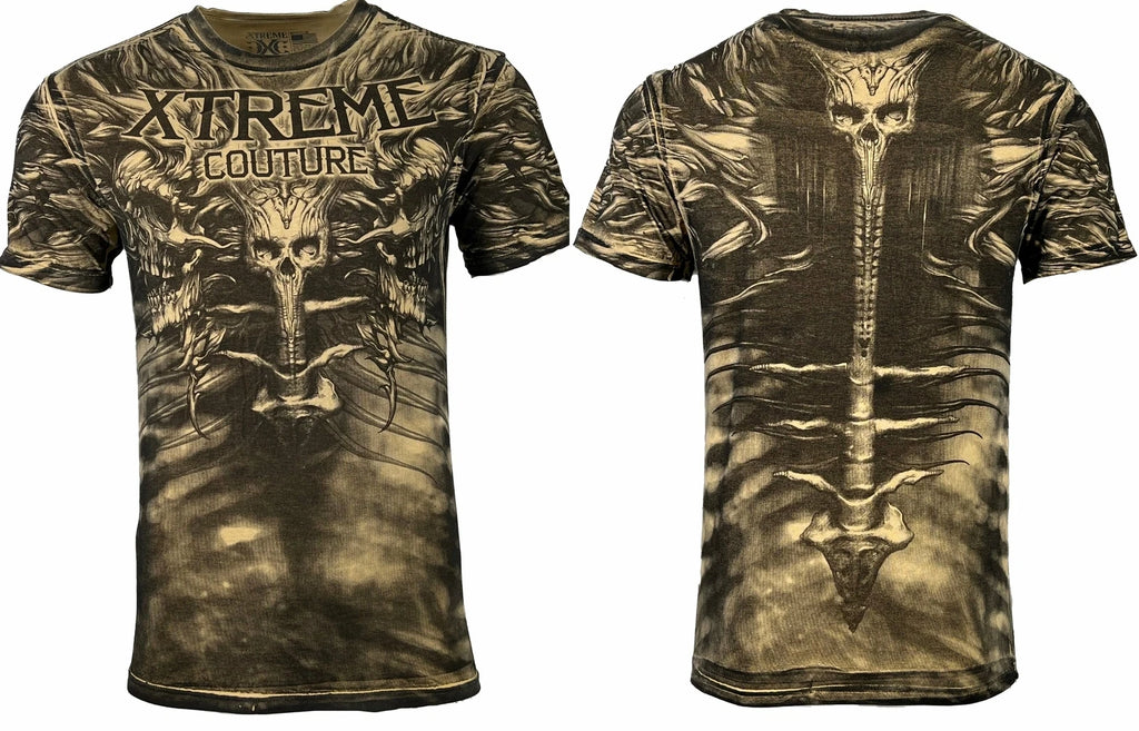 Xtreme Couture by Affliction Men's T-Shirt CHARRED REMAINS Biker Skull S-5XL