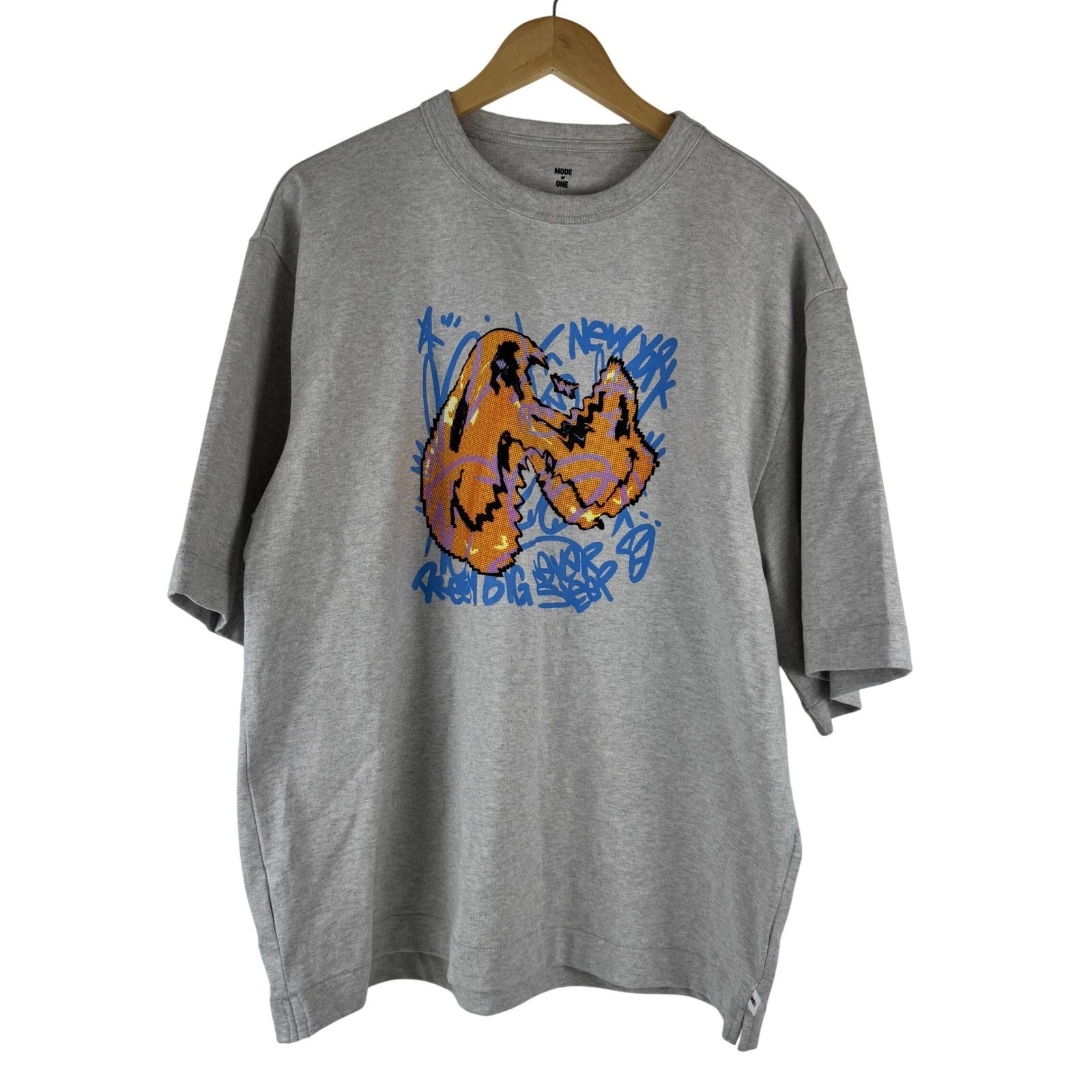 Mode of One Mens Short Sleeve Smile Graphic T-Shirt Heather Grey 100194459MN L