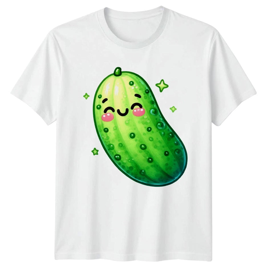 Cute Kawaii Pickle Smiling T-Shirt Kawaii Food Funny Pickle Gift For Him And Her