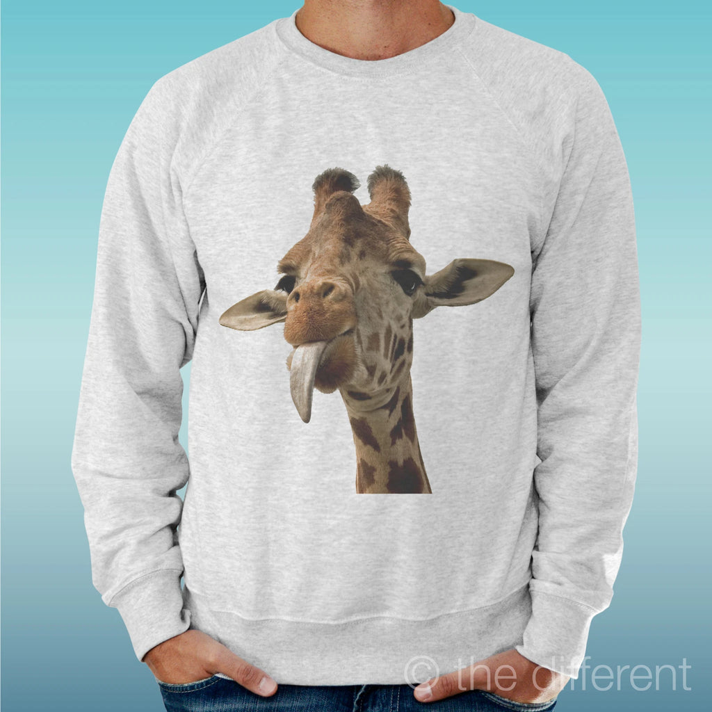 Felpa Man Light Sweater Light Grey " Giraffe Funny "