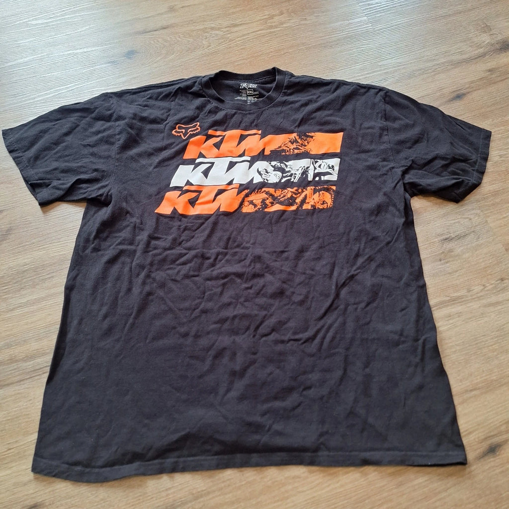 Vtg Y2K FOX Racing x KTM Mens XXL Black T Shirt Preppy Jesse Pinkman Grunge 2XL