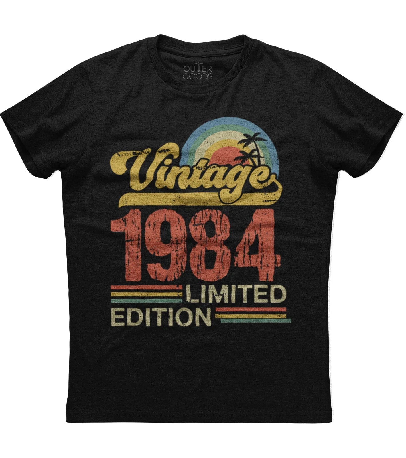 Birthday Gift Classic Old Vintage 1984 Limited Edition Rainbow Palm Tree T-shirt