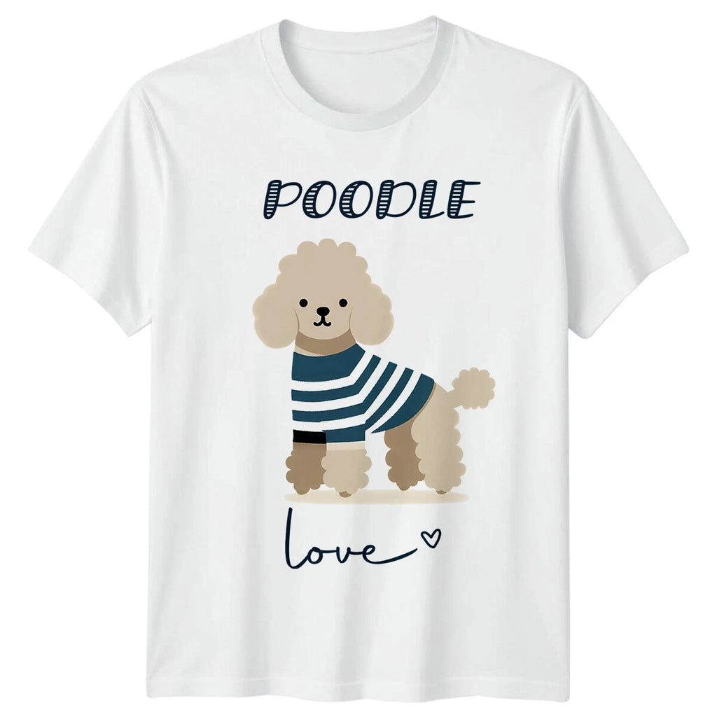 Poodle Love Dog T-Shirt Cute Cartoon Animal Pet Graphic Tee